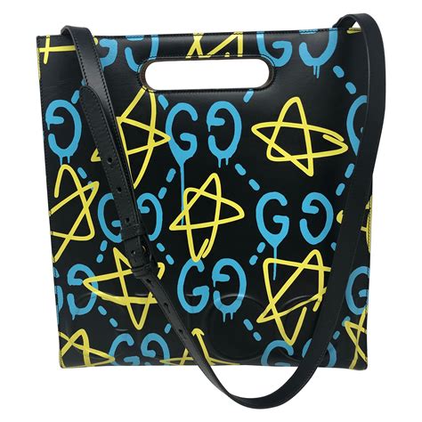 gucci ghost tote black|gucci black canvas tote bag.